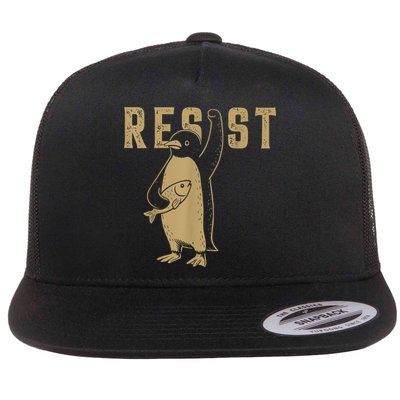 Resist Penguins Activism Graphic We Stand With Penguins Flat Bill Trucker Hat