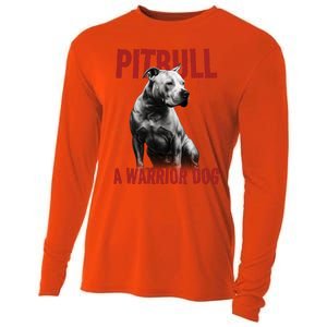 Realistic Pitbull A Warrior Dog Cooling Performance Long Sleeve Crew