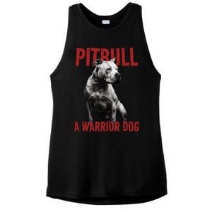 Realistic Pitbull A Warrior Dog Ladies PosiCharge Tri-Blend Wicking Tank