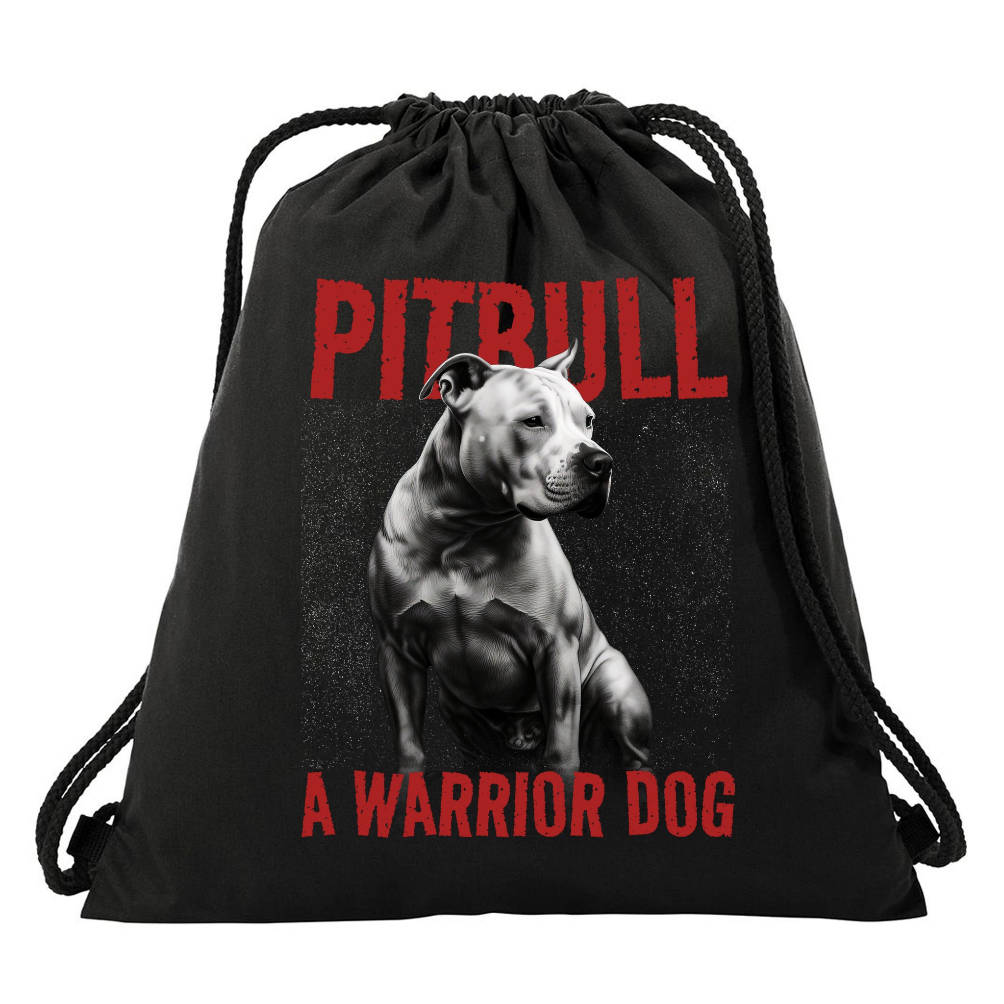 Realistic Pitbull A Warrior Dog Drawstring Bag