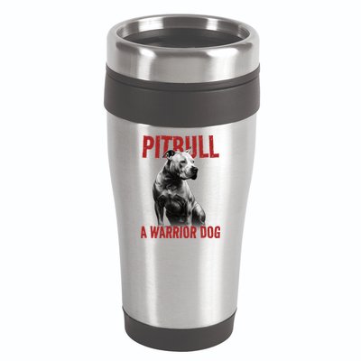 Realistic Pitbull A Warrior Dog 16oz Travel Tumbler