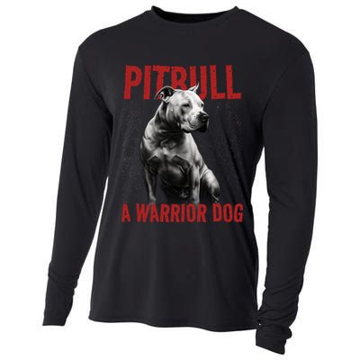Realistic Pitbull A Warrior Dog Cooling Performance Long Sleeve Crew