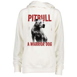 Realistic Pitbull A Warrior Dog Womens Funnel Neck Pullover Hood