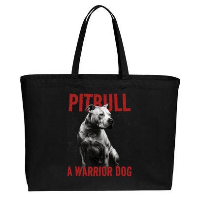 Realistic Pitbull A Warrior Dog Cotton Canvas Jumbo Tote