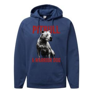 Realistic Pitbull A Warrior Dog Performance Fleece Hoodie