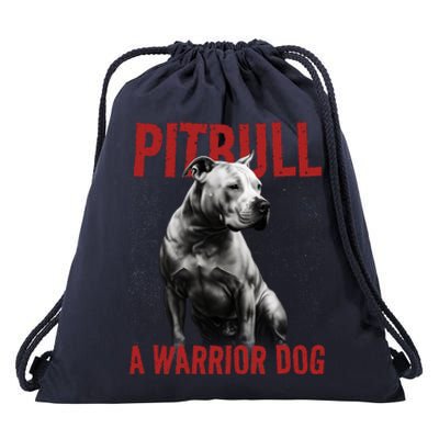 Realistic Pitbull A Warrior Dog Drawstring Bag