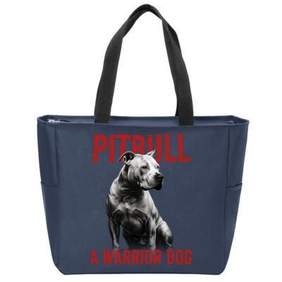 Realistic Pitbull A Warrior Dog Zip Tote Bag