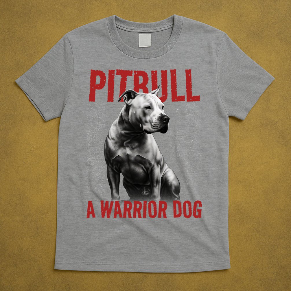 Realistic Pitbull A Warrior Dog T-Shirt