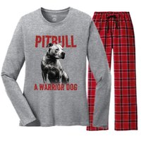 Realistic Pitbull A Warrior Dog Women's Long Sleeve Flannel Pajama Set 