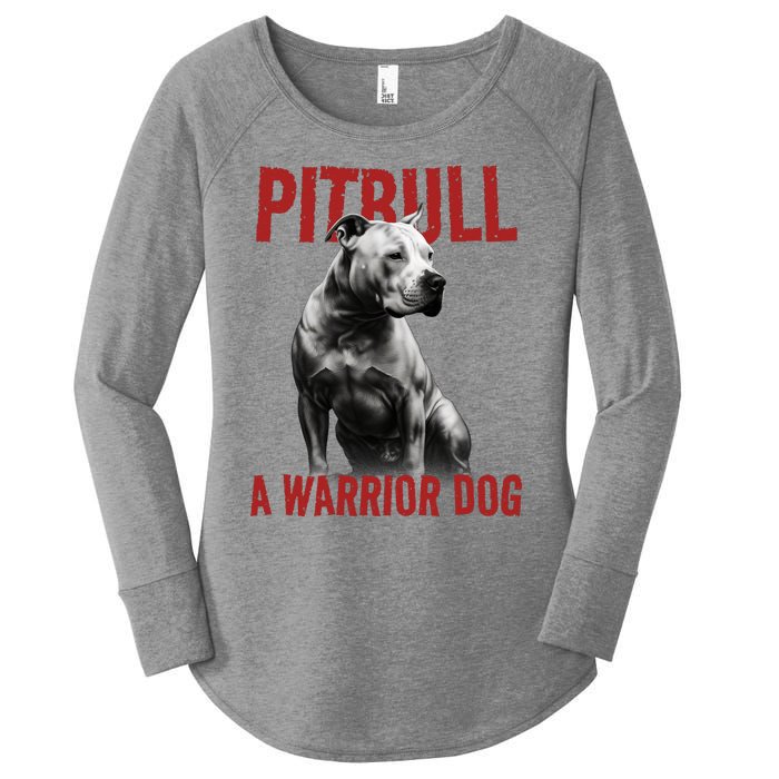 Realistic Pitbull A Warrior Dog Women's Perfect Tri Tunic Long Sleeve Shirt