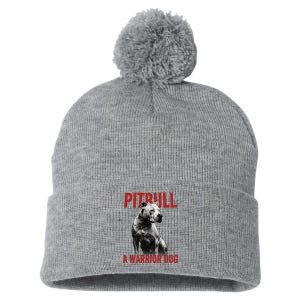 Realistic Pitbull A Warrior Dog Pom Pom 12in Knit Beanie