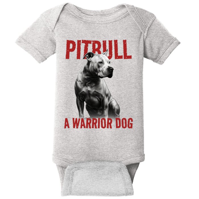 Realistic Pitbull A Warrior Dog Baby Bodysuit