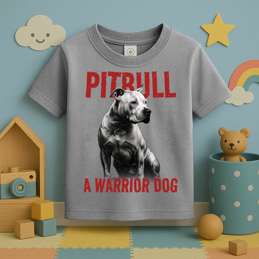 Realistic Pitbull A Warrior Dog Toddler T-Shirt