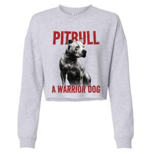 Realistic Pitbull A Warrior Dog Cropped Pullover Crew