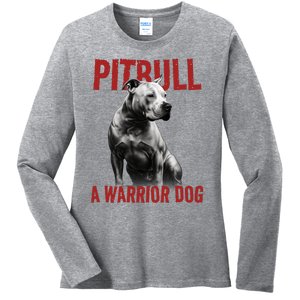 Realistic Pitbull A Warrior Dog Ladies Long Sleeve Shirt