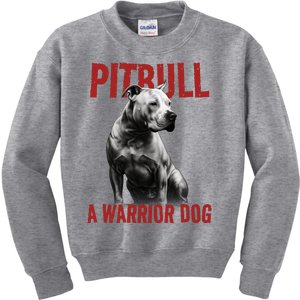 Realistic Pitbull A Warrior Dog Kids Sweatshirt