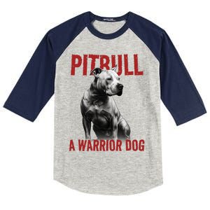 Realistic Pitbull A Warrior Dog Kids Colorblock Raglan Jersey