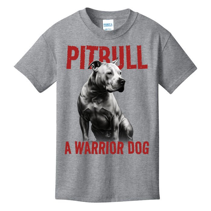 Realistic Pitbull A Warrior Dog Kids T-Shirt