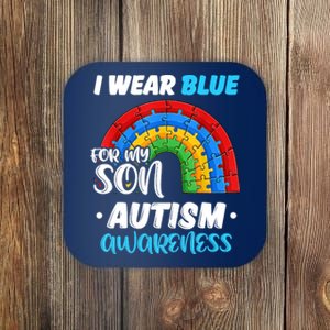 Rainbow Puzzle Autism I Wear Blue For Son Autism Awareness Coaster