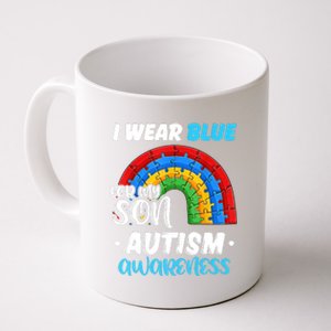 Rainbow Puzzle Autism I Wear Blue For Son Autism Awareness Coffee Mug