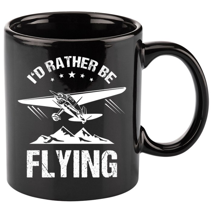 Retro Pilot Aviation ID Rather Be Flying Plane Gift Pilot Gift 11oz C Handle Ceramic Mug