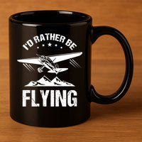 Retro Pilot Aviation ID Rather Be Flying Plane Gift Pilot Gift 11oz C Handle Ceramic Mug