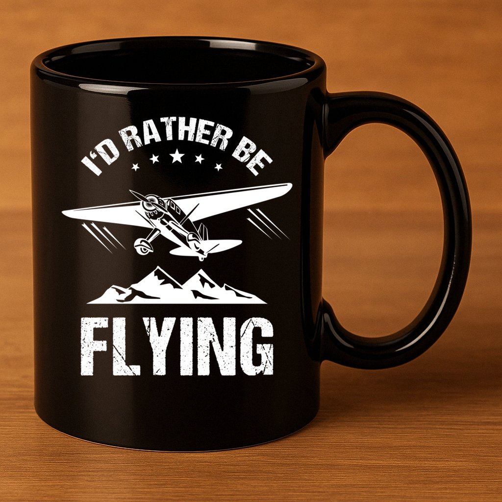 Retro Pilot Aviation ID Rather Be Flying Plane Gift Pilot Gift 11oz C Handle Ceramic Mug