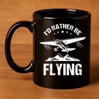 Retro Pilot Aviation ID Rather Be Flying Plane Gift Pilot Gift 11oz C Handle Ceramic Mug