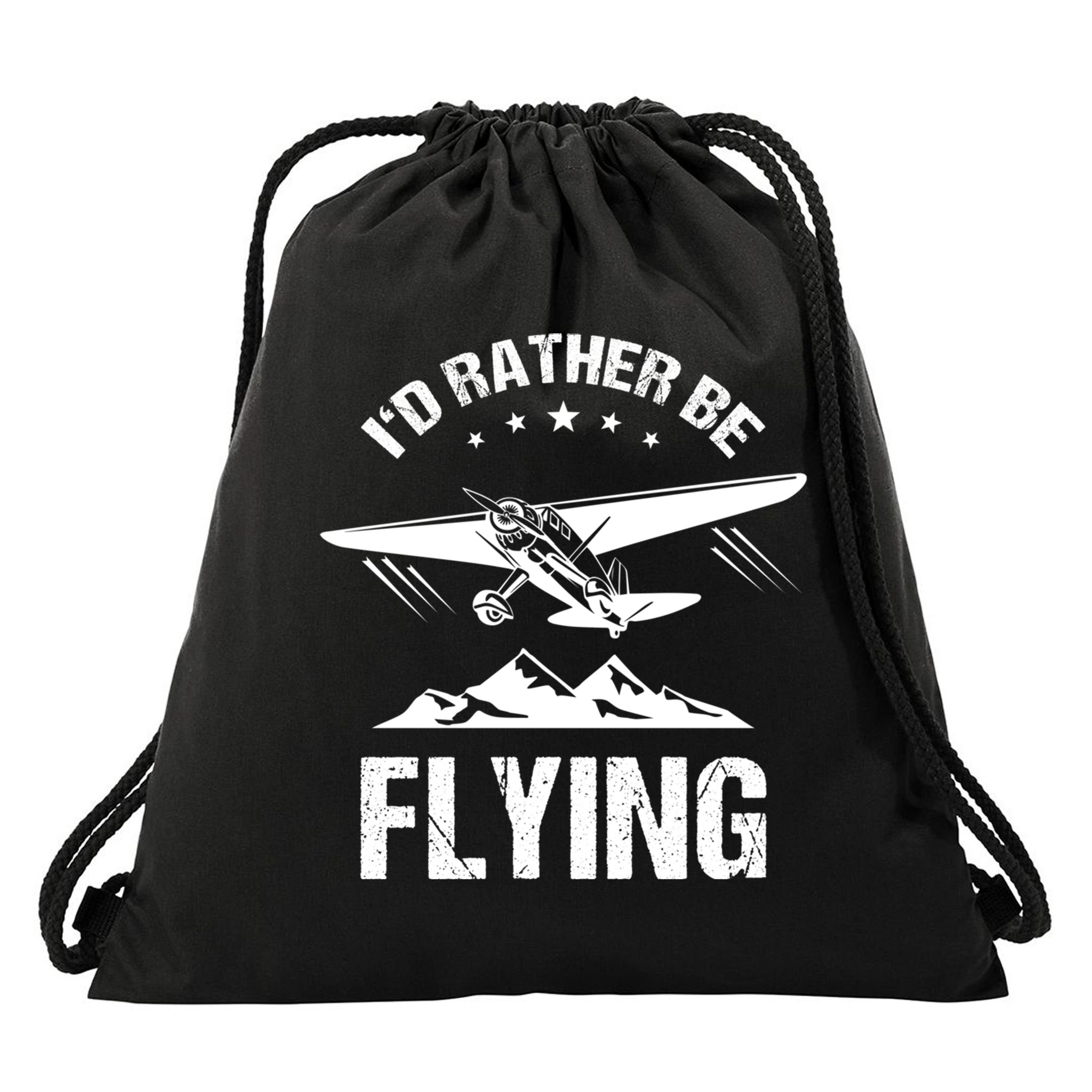 Retro Pilot Aviation ID Rather Be Flying Plane Gift Pilot Gift Drawstring Bag