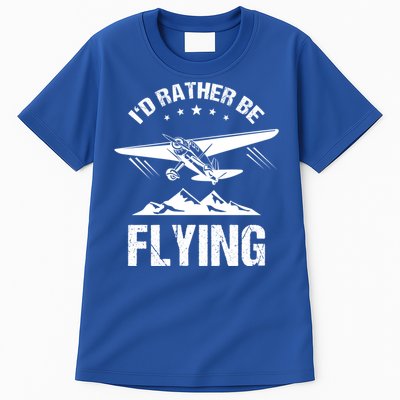 Retro Pilot Aviation ID Rather Be Flying Plane Gift Pilot Gift Tall T-Shirt