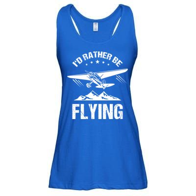Retro Pilot Aviation ID Rather Be Flying Plane Gift Pilot Gift Ladies Essential Flowy Tank