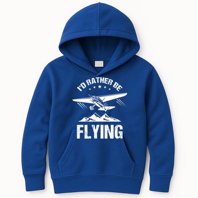 Retro Pilot Aviation ID Rather Be Flying Plane Gift Pilot Gift Kids Hoodie