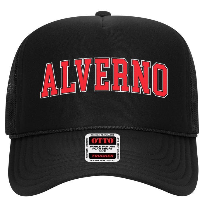 Retro Personalized Alverno Name Vintage Arch Women High Crown Mesh Back Trucker Hat