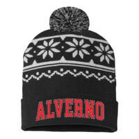 Retro Personalized Alverno Name Vintage Arch Women USA-Made Snowflake Beanie