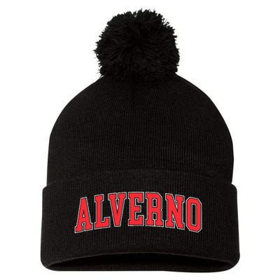 Retro Personalized Alverno Name Vintage Arch Women Pom Pom 12in Knit Beanie