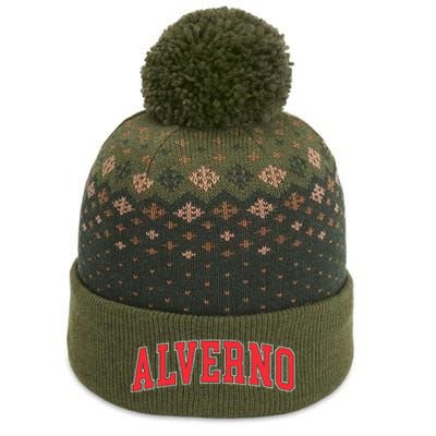 Retro Personalized Alverno Name Vintage Arch Women The Baniff Cuffed Pom Beanie