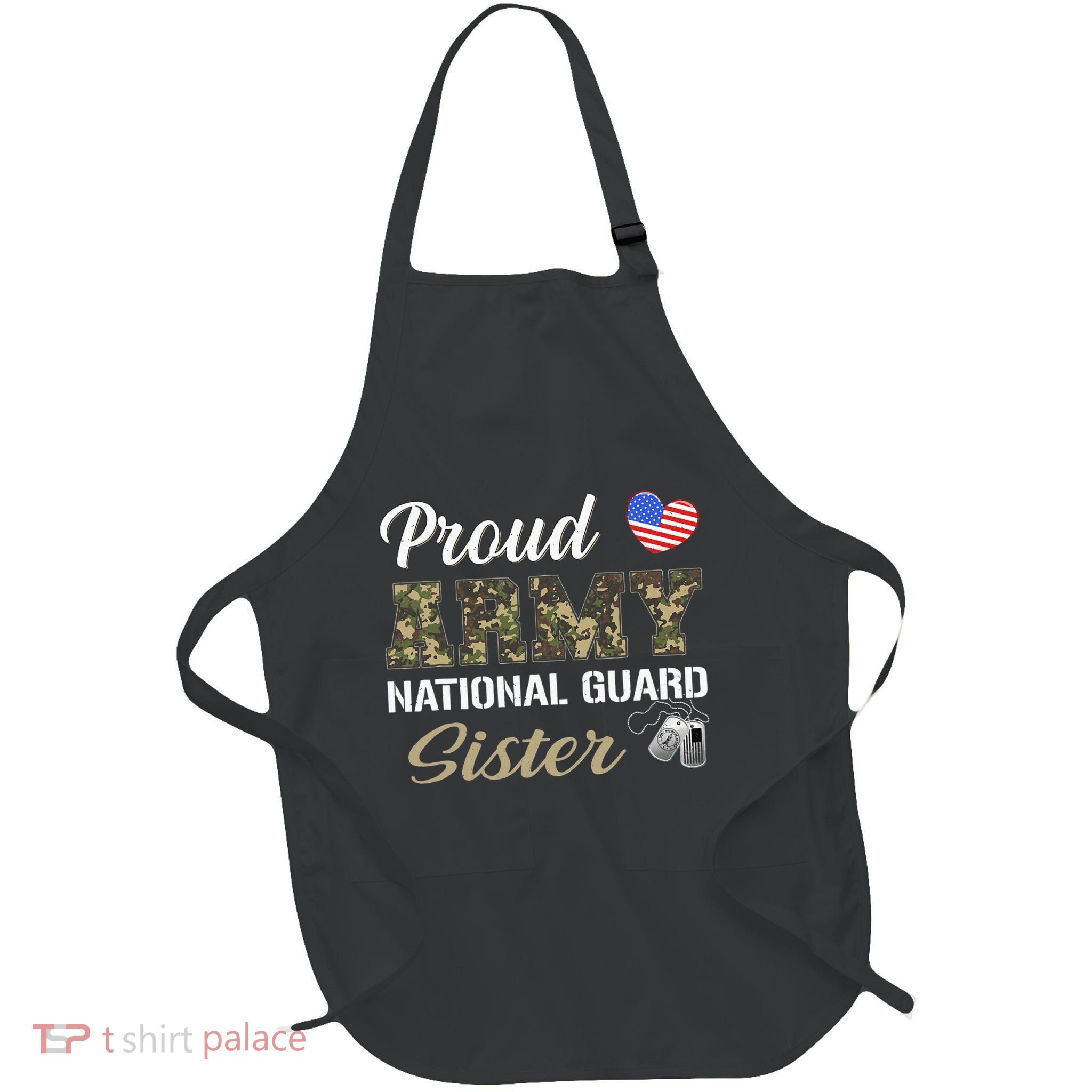 Retro Proud Army National Guard Sister Military Pride Outfit Full-Length Apron With Pockets