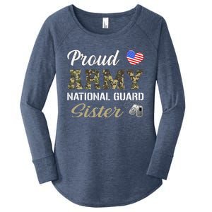 Retro Proud Army National Guard Sister Military Pride Outfit Women's Perfect Tri Tunic Long Sleeve Shirt