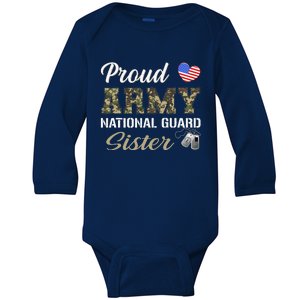 Retro Proud Army National Guard Sister Military Pride Outfit Baby Long Sleeve Bodysuit