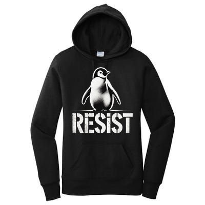 Resist Penguin Activism Penguins Protest Against Tariffs Women's Pullover Hoodie