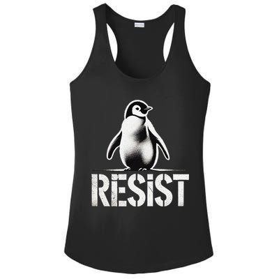 Resist Penguin Activism Penguins Protest Against Tariffs Ladies PosiCharge Competitor Racerback Tank