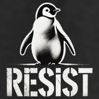 Resist Penguin Activism Penguins Protest Against Tariffs Large Microfiber Waffle Golf Towel