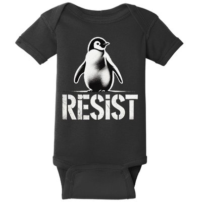 Resist Penguin Activism Penguins Protest Against Tariffs Baby Bodysuit