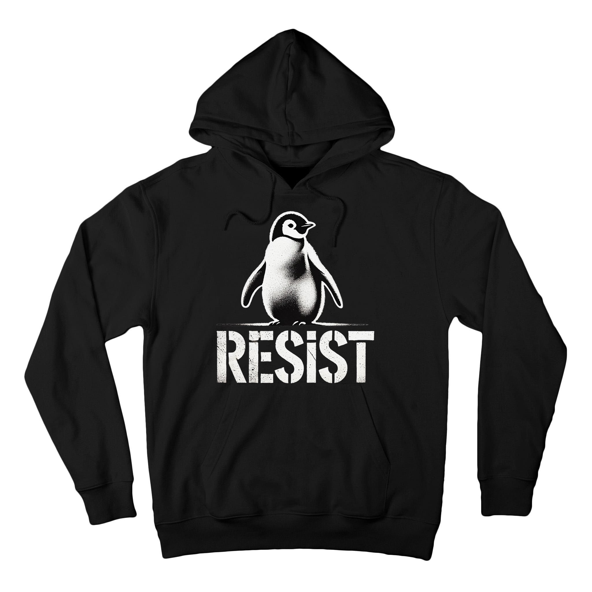 Resist Penguin Activism Penguins Protest Against Tariffs Tall Hoodie