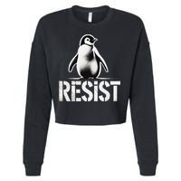 Resist Penguin Activism Penguins Protest Against Tariffs Cropped Pullover Crew