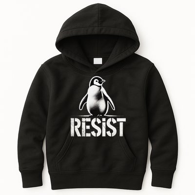 Resist Penguin Activism Penguins Protest Against Tariffs Kids Hoodie