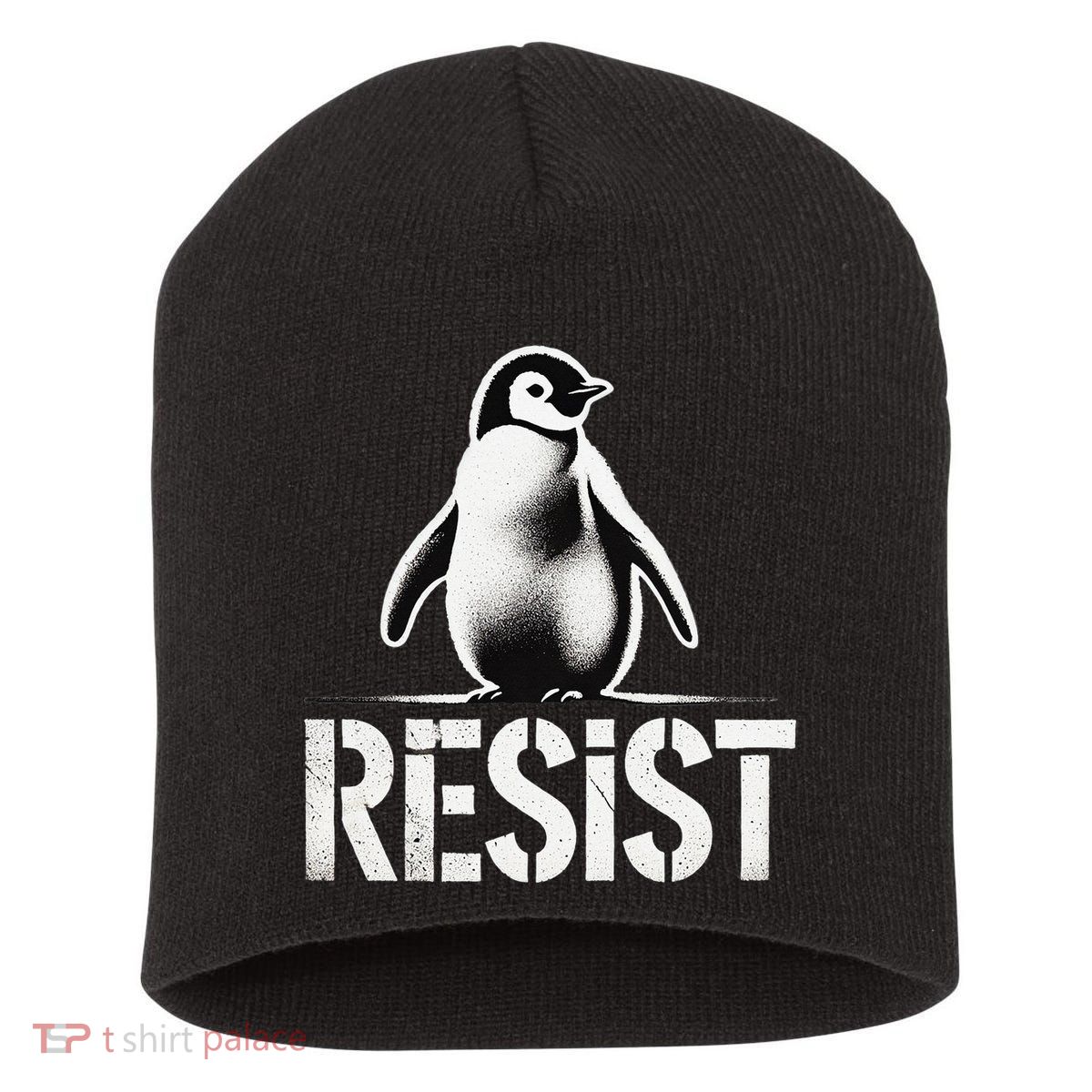 Resist Penguin Activism Penguins Protest Against Tariffs Short Acrylic Beanie