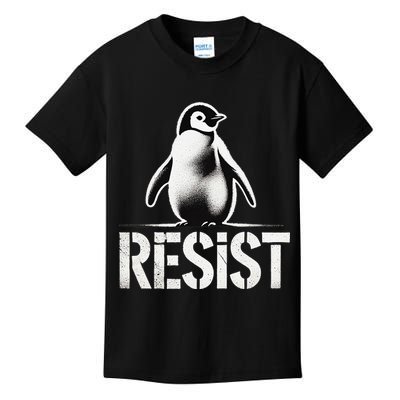 Resist Penguin Activism Penguins Protest Against Tariffs Kids T-Shirt