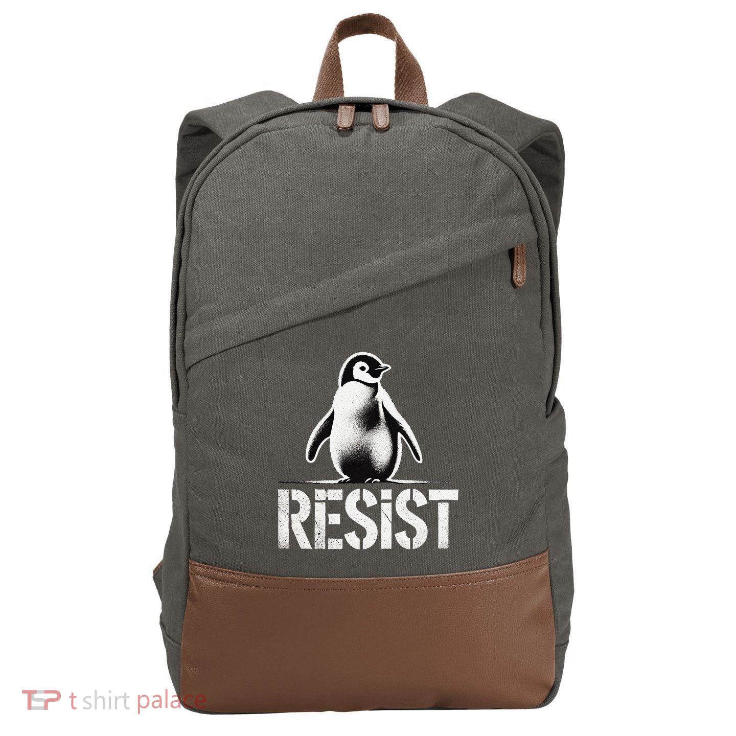 Resist Penguin Activism Penguins Protest Against Tariffs Cotton Canvas Backpack