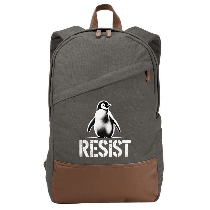 Resist Penguin Activism Penguins Protest Against Tariffs Cotton Canvas Backpack